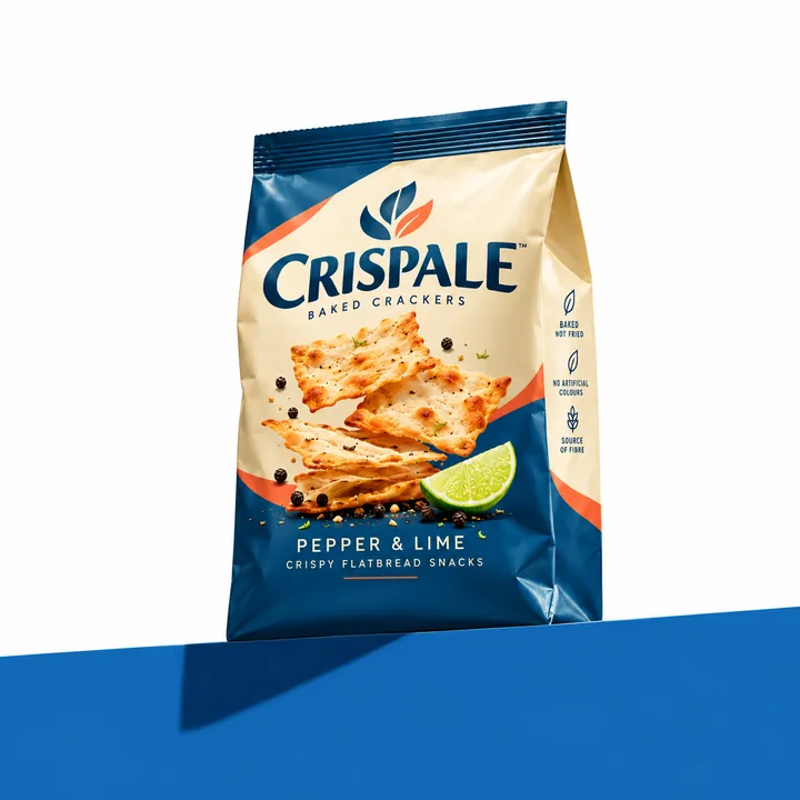 Crispale pepper and lime crackers bag