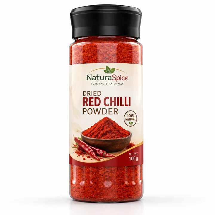 NaturaSpice dried red chilli powder jar
