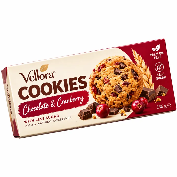 Vellora chocolate and cranberry cookies box