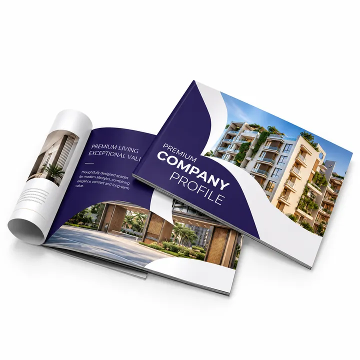 Real estate company profile with its cover and an inside spread