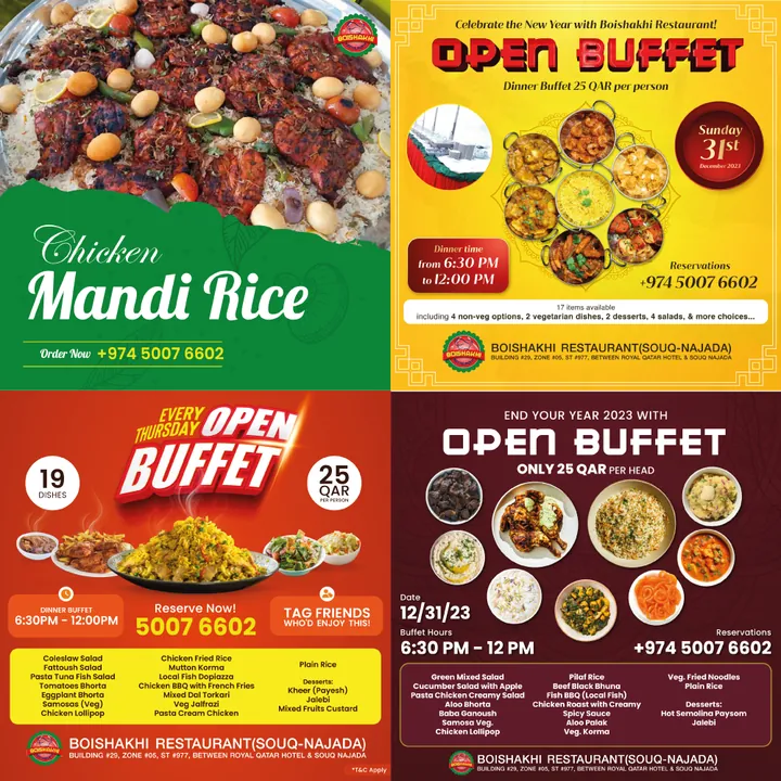Boishakhi Restaurant social media posts