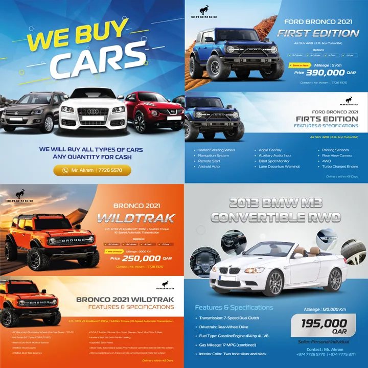 Social media posts for used and new car sales